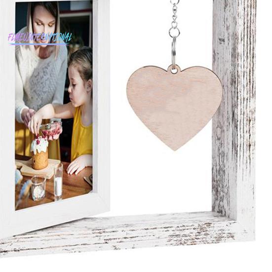 Двусторонняя фоторамка с подвеской в ​​виде сердца — гладкий край, без заусенцев, вращающаяся на 360 градусов деревянная рамка для фотографий