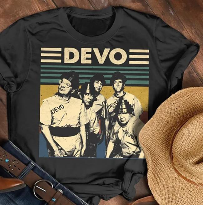 Devo band Men T-shirt Black Cotton Tee All Sizes S-5Xl Unisex T-Shirt