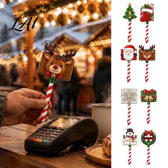 Christmas Character Payment Wand Wand Festive Credit Card Holder for Readers Reindeer Reader Accessory Snowman Snowflake Holiday Retail Accessory,
