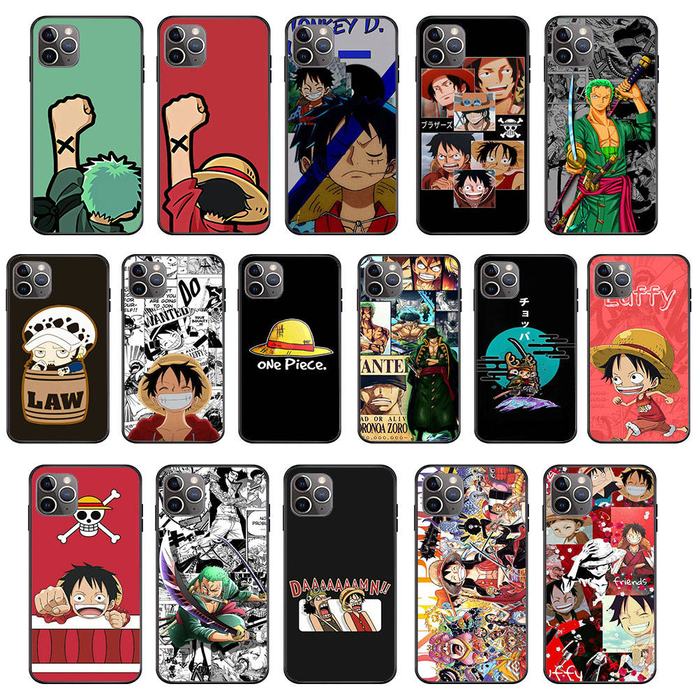 KK-41 One Piece Poster Soft Black Case for iPhone XR 14 15 11 12 13 6 7 8 X XS Pro Max Samsung S22 S23 S21 S24 FE Ultra S8 Plus