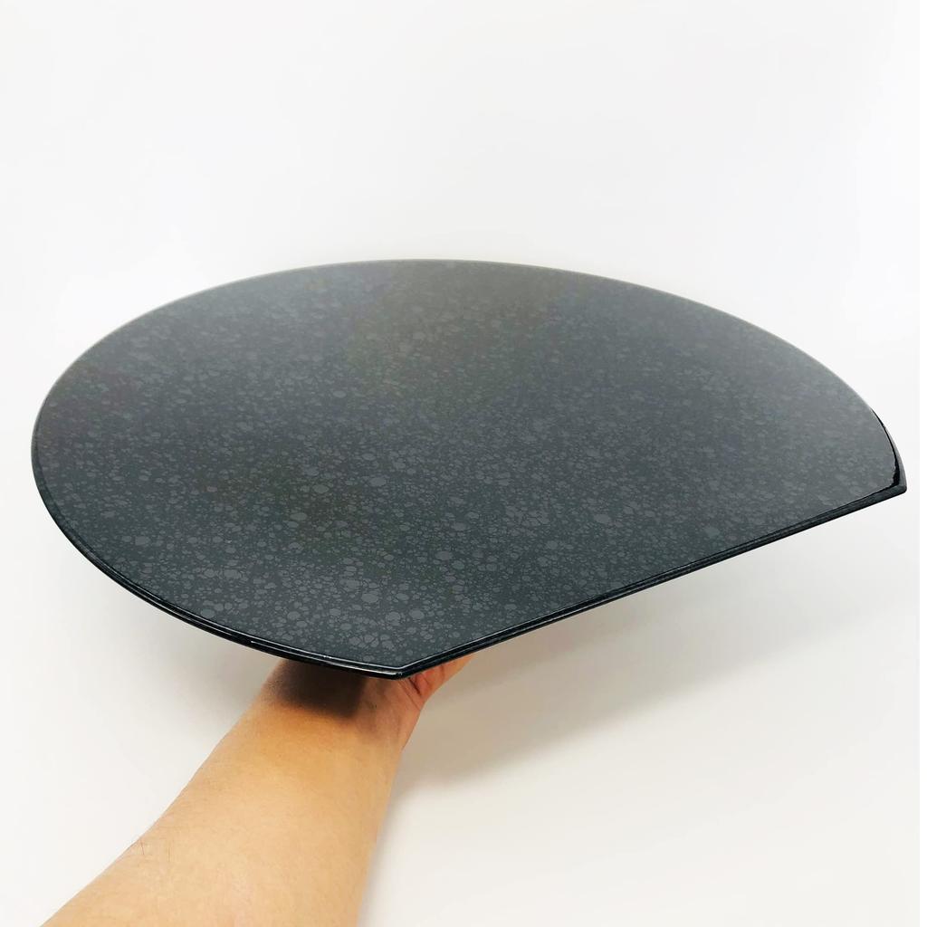 Maeju Lacquerware Half Moon Placemat, Large, Marble Black, 4Y-124