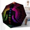 Chakra Meditation Yoga Poster: Vibrant Energy Balance Artwork Umbrella, Cute Umbrella with Cute Design, Portable 3-Fold Compact Umbrella for Men & Wom