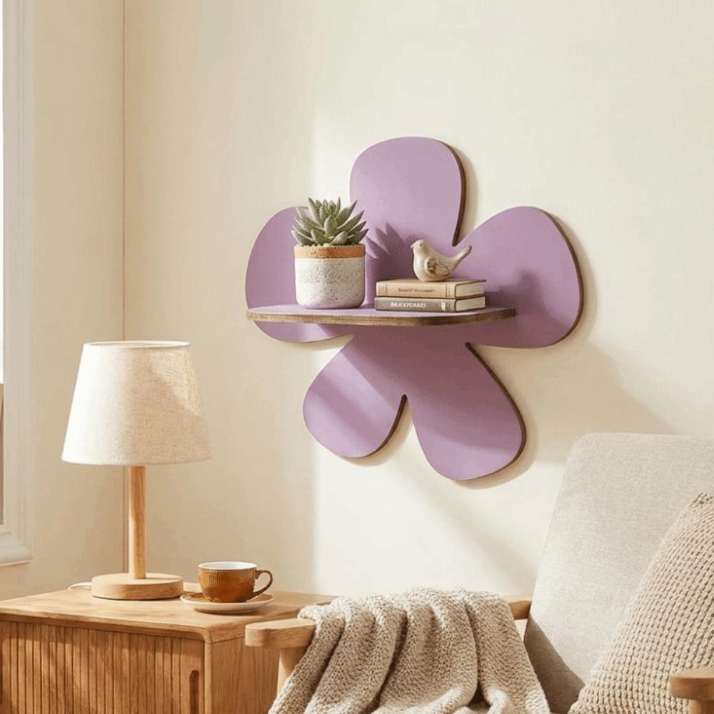 Wall-Mounted Flower Floating Wall Shelf Wooden Wall Hanging Shelf Modern Plant Shelf Office