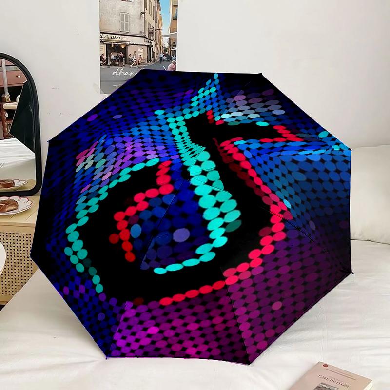 Неоновая арт-зонт с логотипом Tik-tok, 8 спиц, для путешествий, кемпинга, повседневный, легкий, портативный, незаменимый для каждой семьи, подарок на праздники