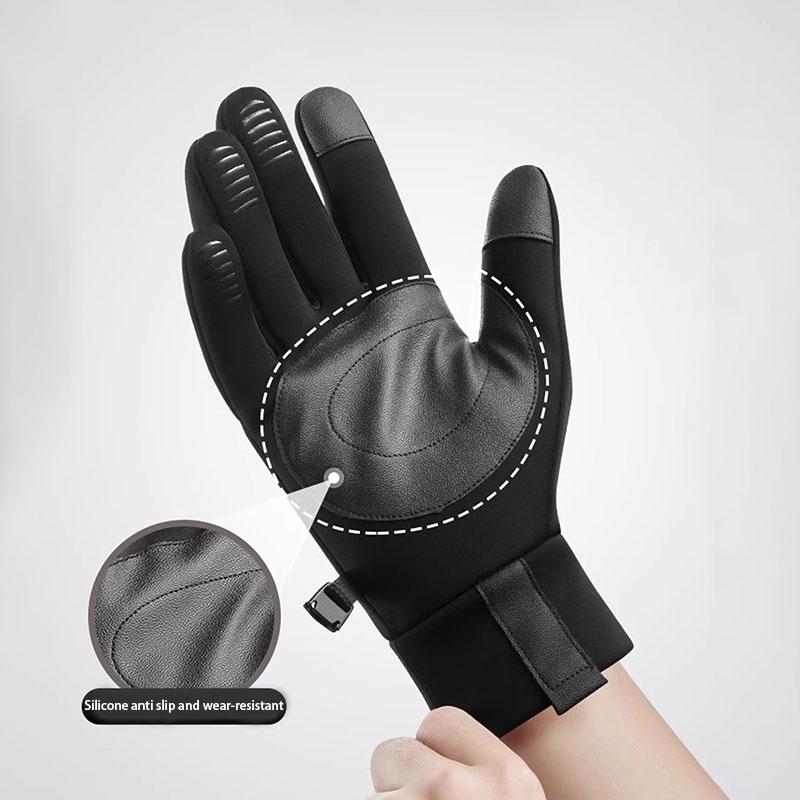 Winter Men's Warm Thick Full Finger Gloves Women Windproof Velvet Lined Anti Slip Glove Fishing Outdoor Sports Motorcycle Riding