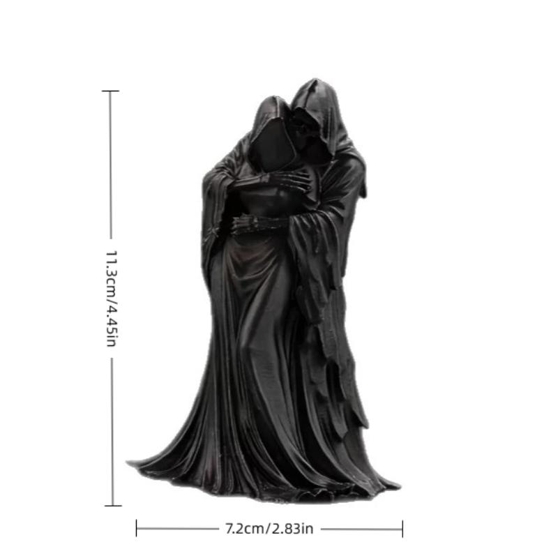 Female Grim Reaper Resin Statue Gothic Sitting Sculpture With Scythe Dark Aesthetic Decor For Home Office And Bookshelf