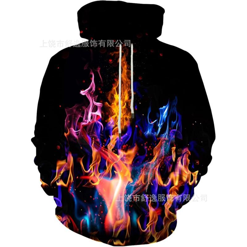 Mens Hooded Sweatshirt With Digital Print Loose Fit Long Sleeve Casual Pullover Daily Wear