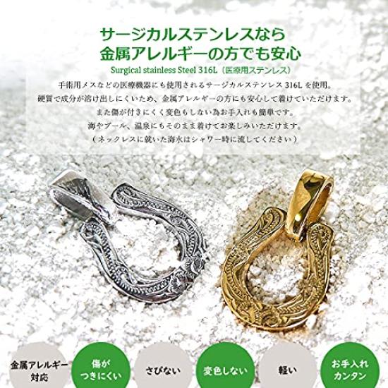 Horseshoe Necklace Horseshoe L Size Gold Silver Metal Hypoallergenic Surgical Stainless Steel 316L [silver Tree] [Hawaiian Jewelry] (Gold)