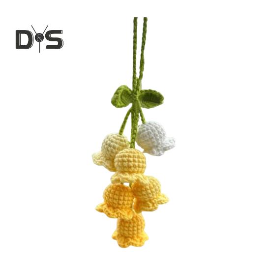 Подвесной автомобильный кулон ручной работы, вязаные лилии, очаровательные вязаные крючком украшения для салона автомобиля