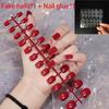 Fake Nails, Short Round, No Glue, 24 Pieces