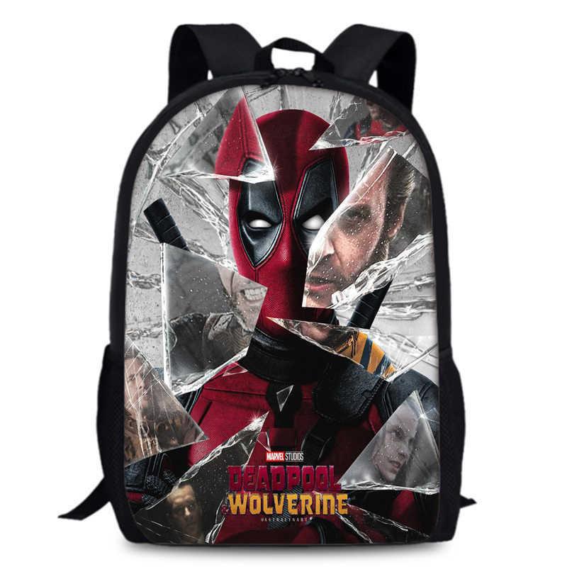 Deadpool Wolverine Backpack 15 Inch Anime Cartoon Schoolbag Lightweight