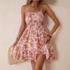 Женское платье без бретелек с цветочным принтом, весна/лето