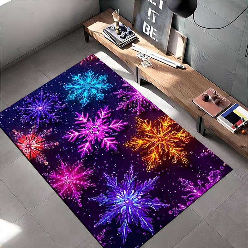 Colorful Snowflake Pattern Carpet suitable as a non-slip mat for the living room or bedroom sofa