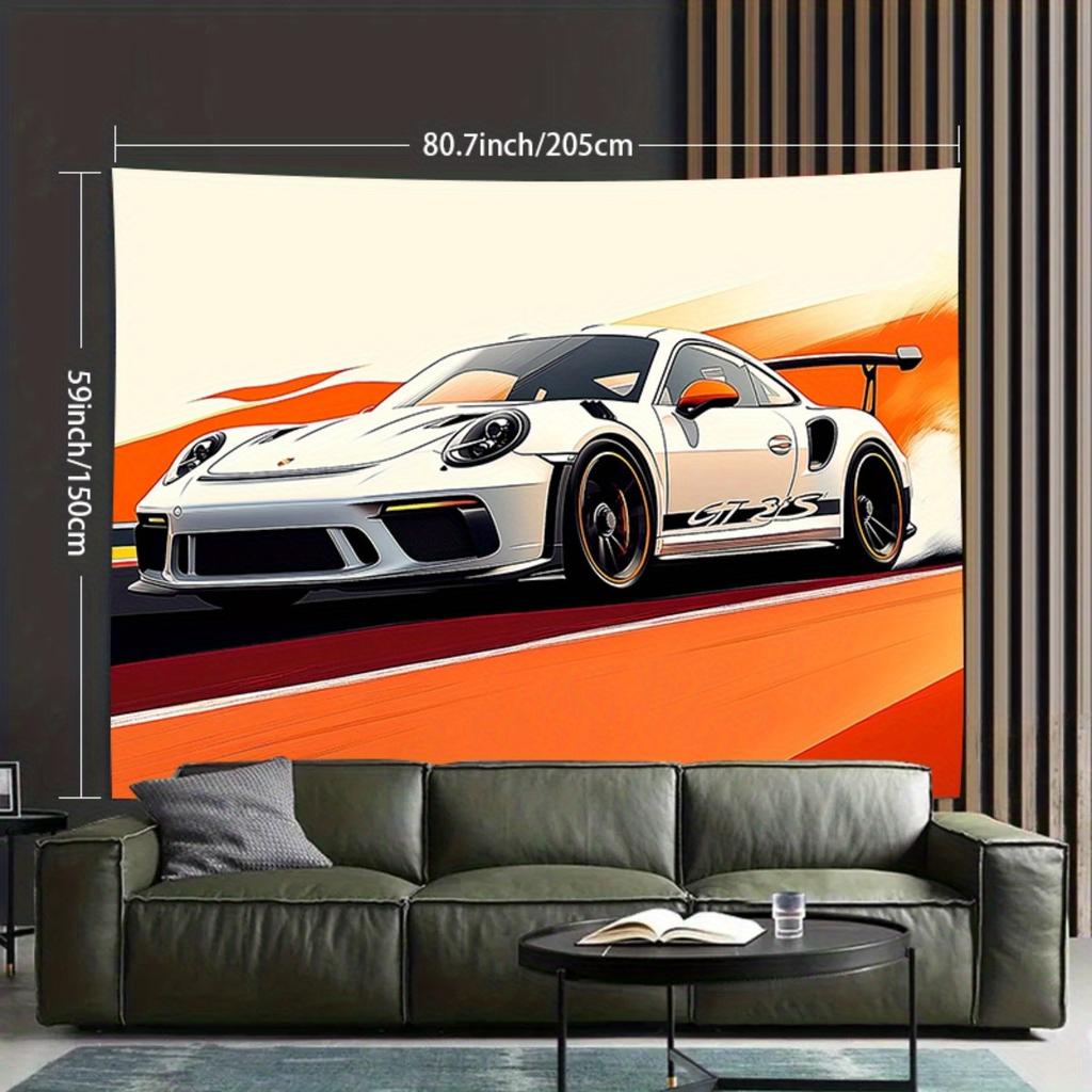 1pc Car Backdrop Banner - White Car With Red Decor Easy to Use For Indoor Party Decor Wall Decor Car Decor