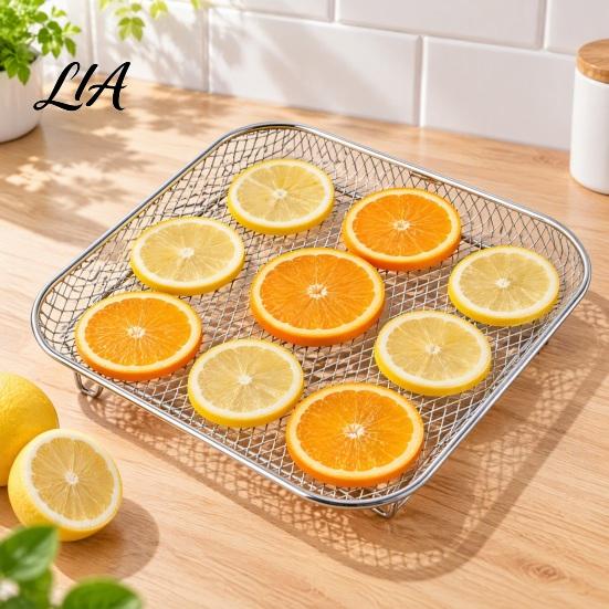 Heat Resistant Air Fryer Insert Stackable Rack, 304 Stainless Steel Multi-Layer Grill Stand with Fine Oil Draining Racks Mesh, 3 Shapes