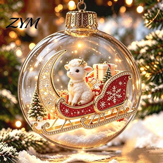 Indoor Outdoor Xmas Decor Glowing Christmas Story Ornament, Light?Up Mini Holiday Scene Hanging Ball with Warm Seasonal Home Accents LED Light,