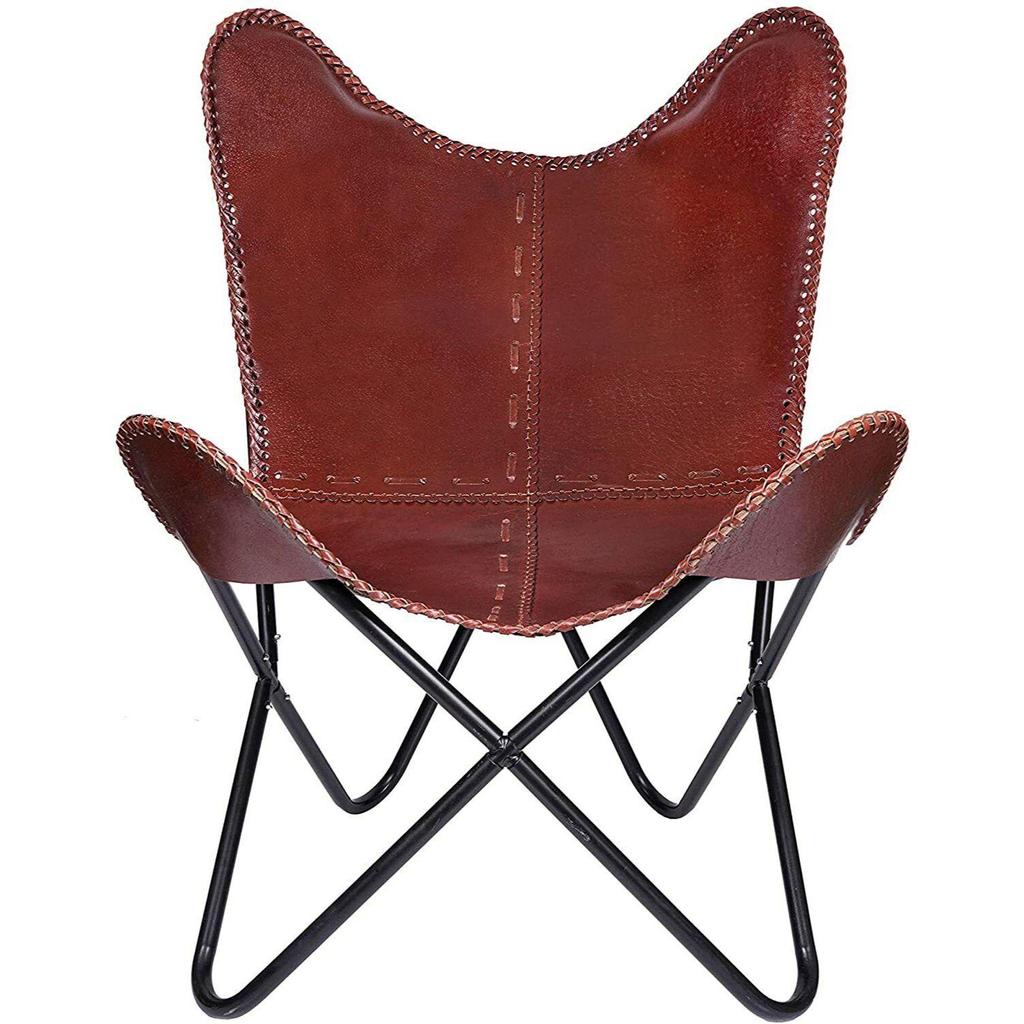 Vintage Lounge Accent Chair Classic Buffalo Leather Butterfly Chair Retro BKF