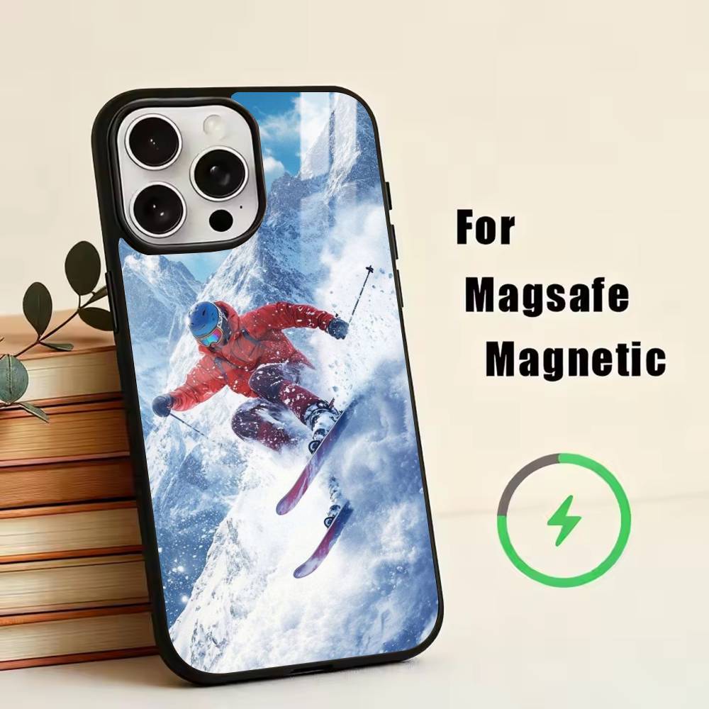 Snow Snowboard Ski -SS  Phone Case For iPhone17,16,15,14,13,12,11 Plus,Pro Magnetic with Magsafe Wireless Charging