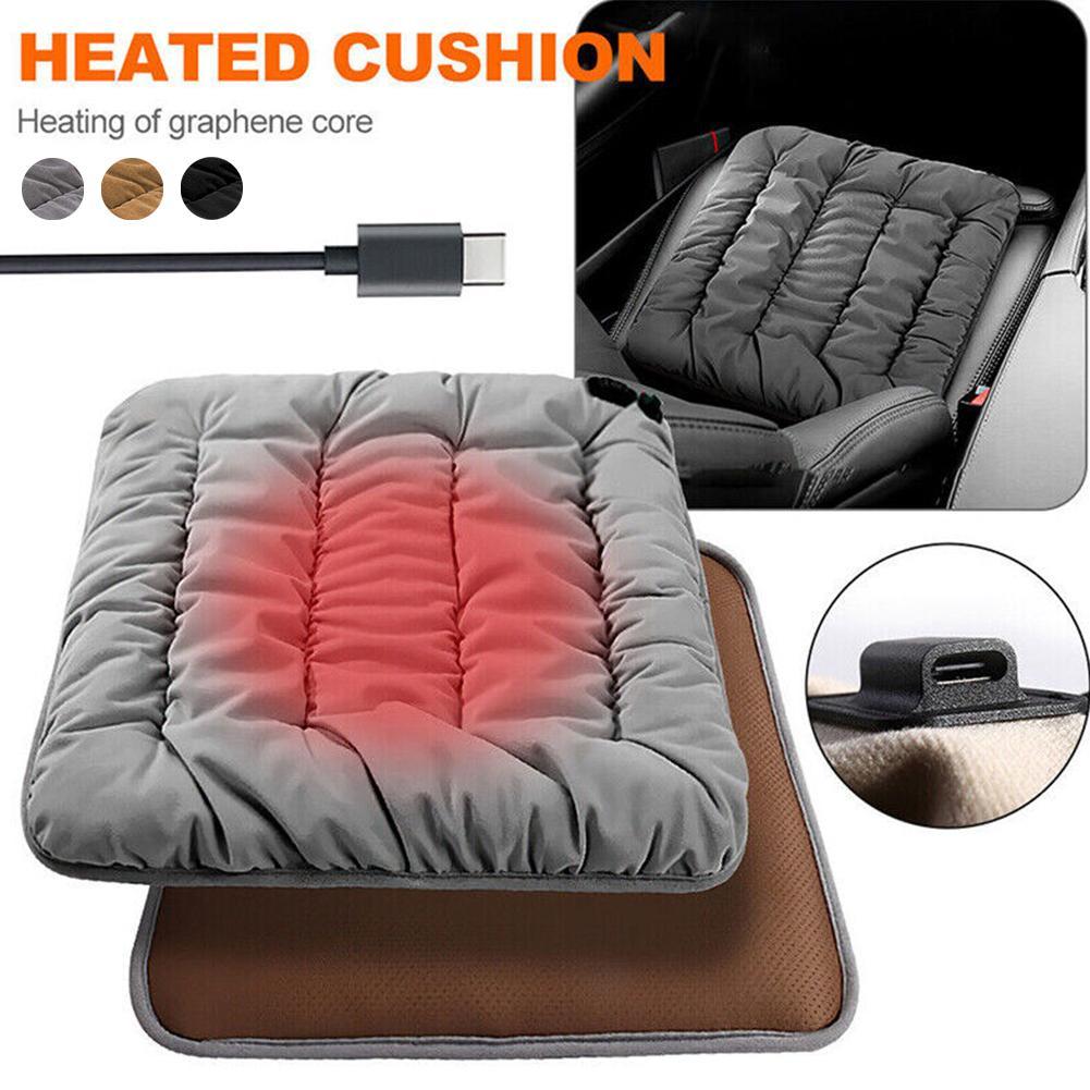 Car Heated Seat Cushion USB Power Graphene Heated Seat Pad For Car Interior Winter Quick-Heating Plush Seat Heating Pad