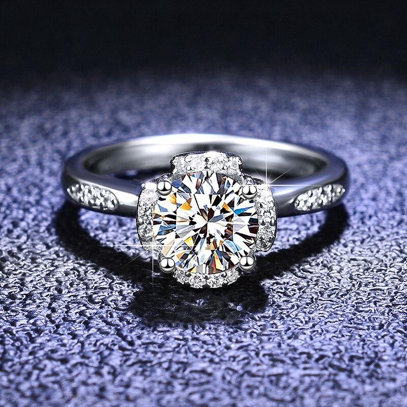 Pt950 Platinum Ring Pass Diamond Test Round Excellent Cut 1ct Moissanite Rings For Girl Women Wedding Jewelry Gift