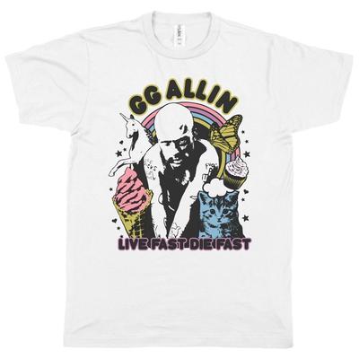 New GG Allin Live Fast Rock Music White Cotton Tee Shirt CL884