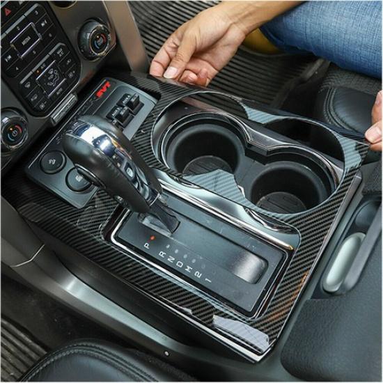 For Ford F150 09-14 Gear Shift Panel Center Control Cover Trim Bezel Carbon fibe