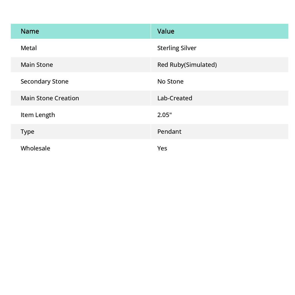 Ювелирная подвеска из стерлингового серебра 925 пробы с натуральным драгоценным камнем рубином 2,05 дюйма D7d96
