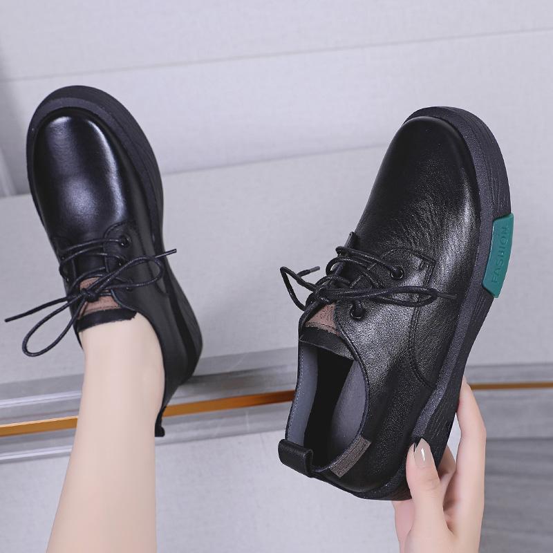 Модные кроссовки GKTINOO Женские из натуральной коровьей кожи с круглым носком на шнуровке Женские ретро повседневные туфли на плоской подошве Ручной работы лоферы