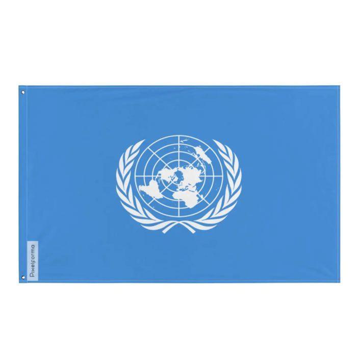 Drapeau des Nations unies – 120 x 180 cm – Polyester Résistant – 2 Œillets en Métal – Usage Intérieur / Extérieur – Pixelforma