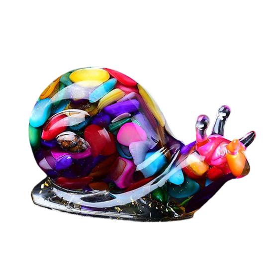 Фигурка улитки из искусственного кристалла, красочная статуэтка улитки из натурального камня, мини-украшение в виде исцеляющей улитки, вырезанное вручную, украшение для домашнего офиса, рабочего стола