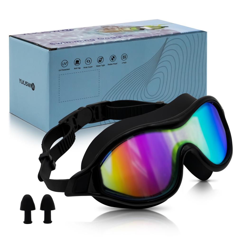 Очки для плавания Swimmin с большой оправой, водонепроницаемые и противотуманные, для мужчин и женщин, взрослые, плоские, для плавания