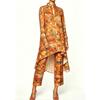 1116 Summer New Green Plant Print Irregular Lapel Long Sleeve Shirt, Cropped Pants, Women's Casual Set