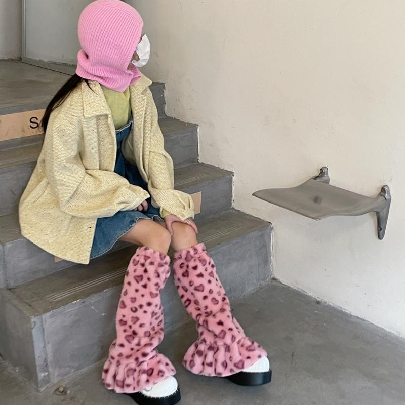 Леопардовые гетры Японские носки JK Lolita Меховые комплекты Зимние гетры на щиколотку