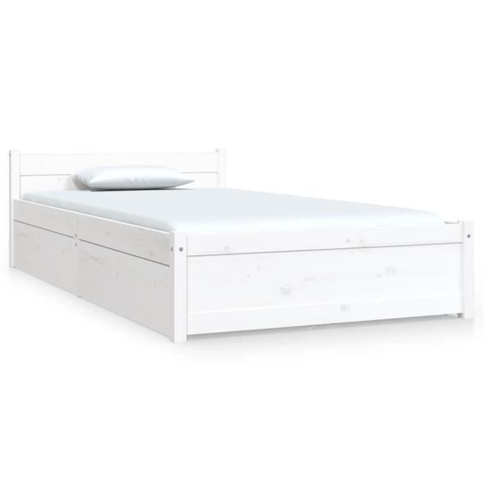 VidaXL Cadre de lit avec tiroirs Blanc 90x190 cm Simple 3103479