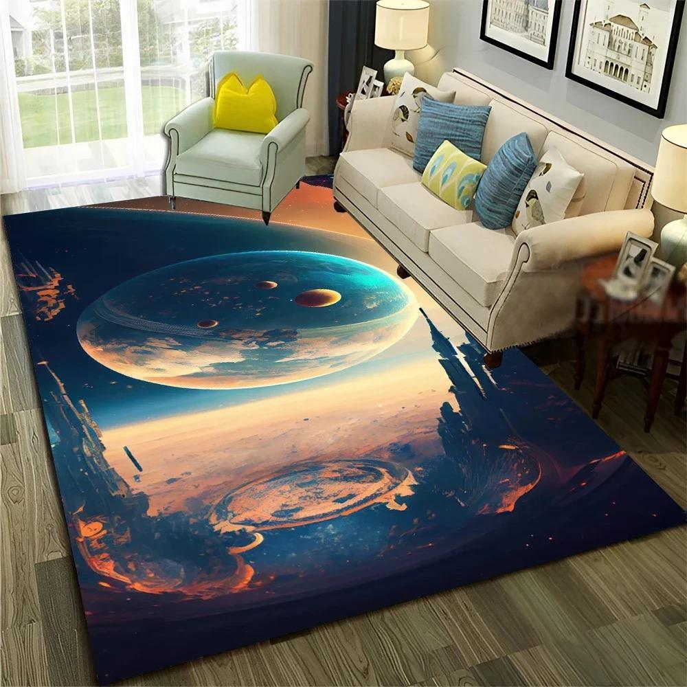3D Космос Галактика Планета Ковер Нескользящий Напольный Коврик Дом Гостиная Научная Фантастика Декор Принт Высокой Четкости Прочный Ковер для Внутренних Помещений