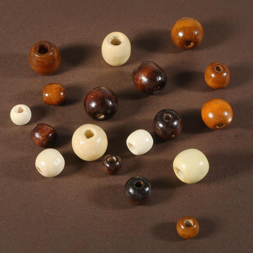 50PCS Big Hole Natural Wood Loose Beads Wooden Round Beads For Jewelry Making Bracelet Necklace Accessories DIY Crafts