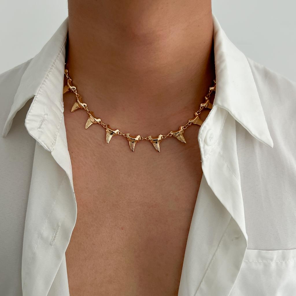 SHIXIN Smooth Rivet Spike Short Choker Necklace for Men Hip Hop Punk Adjustable Collar Chain 2026 Trendy Jewelry Neck Decoration