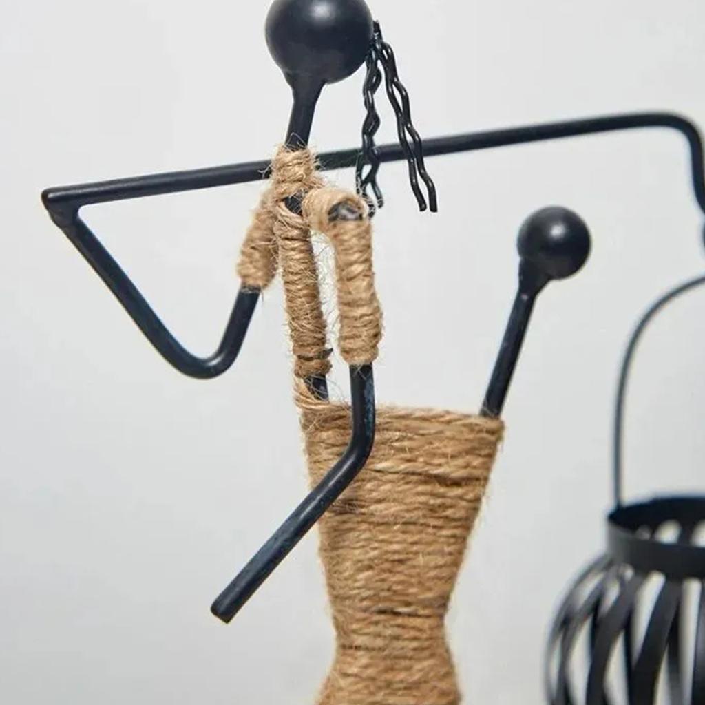Creative Iron And Hemp Rope Girl Candlestick Home Decoration Art Decor Living Room Iron Crafts