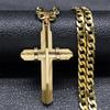 1PC Cross Long Necklace Stainless Steel Gold Plated Christian Long Necklace Bicycle Jewelry