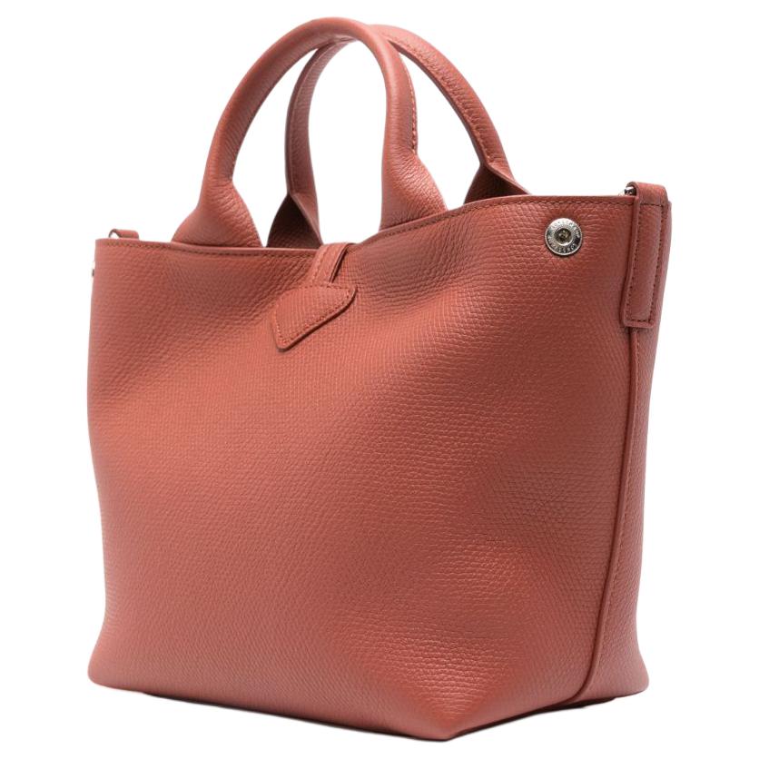 Longchamp Le Roseau Removable Adjustable Shoulder Strap Pebbled Soft Leather Shoulder Tote Bag Small Women Handbags Brown 10273HFP404