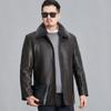 Genuine Leather Jacket, Men's Lapel Thickened Winter Sheepskin Jacket, Middle-aged Dad's Jacket, Down-lined Leather Jacket