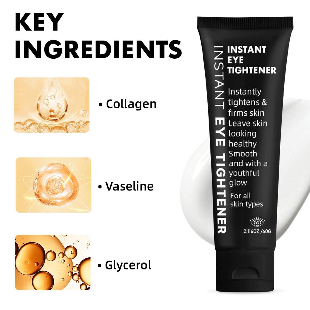 Крем для мгновенного подтягивания кожи вокруг глаз - мгновенно подтягивает и укрепляет кожу вокруг глаз, глубоко увлажняет и разглаживает кожу, уменьшает мешки под глазами - мягкий и безопасный для ежедневного использования, 60 г