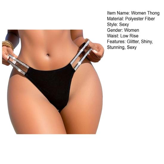 Блестящие стринги со стразами, сексуальное нижнее белье, бесшовные эластичные блестящие стринги с ремешками для женщин, трусики с низкой посадкой