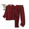 Cotton Flannel Long Pants Pajamas for Women Sleepwear Plaid Nightwear Female Long Sleeve Trouser Pijama Suits Pjs with Pockets