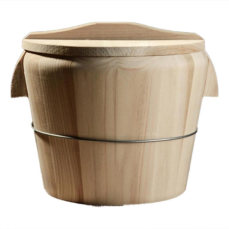 Practical-Kitchen Tool Portable Natural Wooden Steaming Rice Bucket With Lid Steamed Rice Barrel Canteen Restaurant Steamer