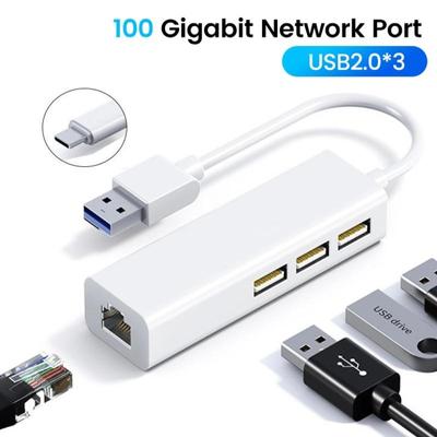 USB Ethernet-адаптер USB Type C к порту Rj45 Lan, гигабитная сетевая карта 100 Мбит/с, док-станция USB 2.0 для ПК, компьютера, ноутбука