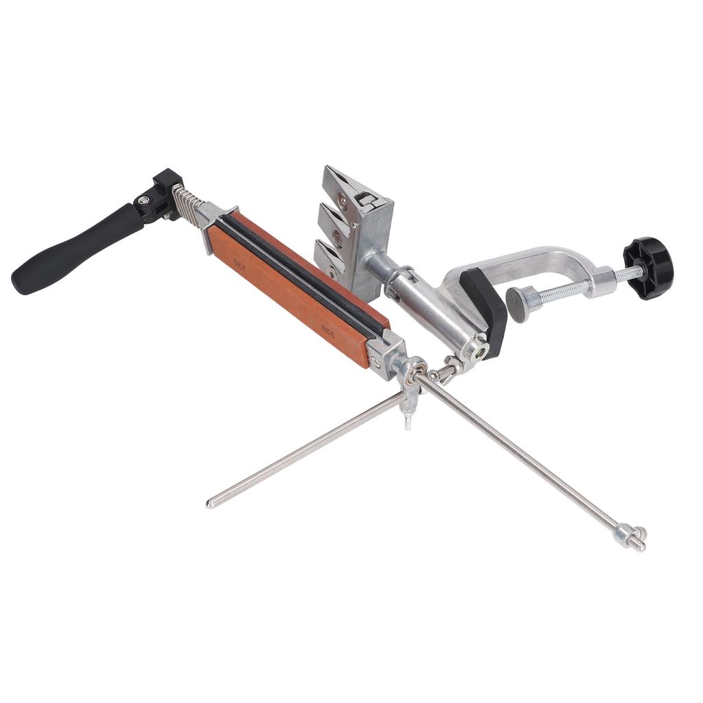 Металлическая точилка с фиксированным углом с 4 точильными камнями, вращение на 360 градусов, откидное приспособление для заточки и полировки ножей