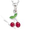 [G8827] - Silver Pendant 'Chereries' Red Green Silver (rhodium-plated) - 8x7 Mm