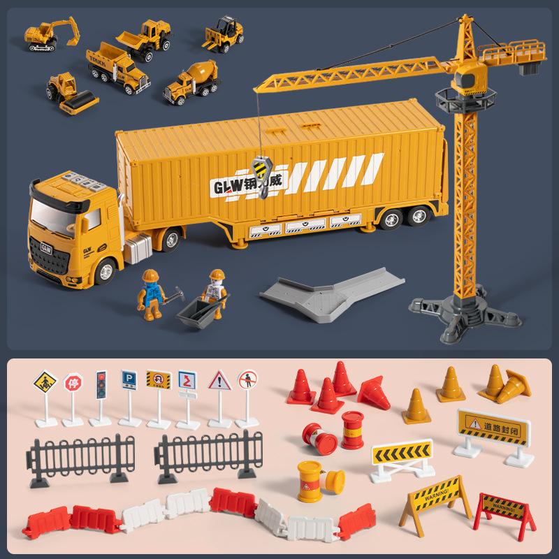 Alloy Construction Vehicle, Container Parking Lot, Simulated Container Track Pendant Children'S Toy Car