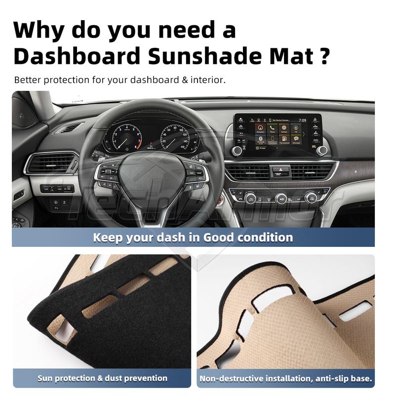 Car Dashboard Cover Pad For Honda Accord 2018- Sunshade Protector Anti-UV Dash Mats Non-slip Pads Auto Interior Accessories